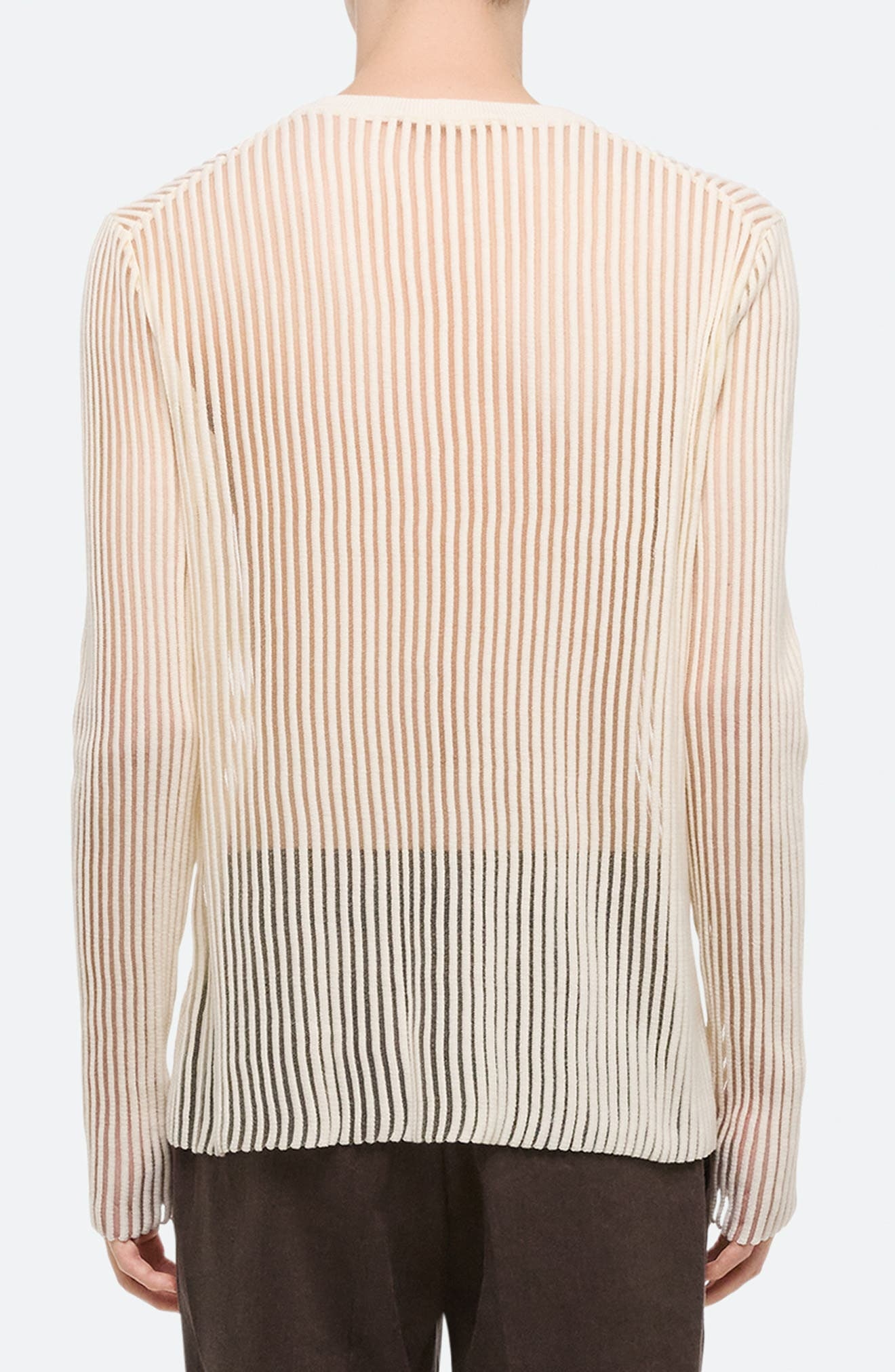 Helmut Lang Sheer Stripe Crewneck T-Shirt in Ivory at Nordstrom - 2