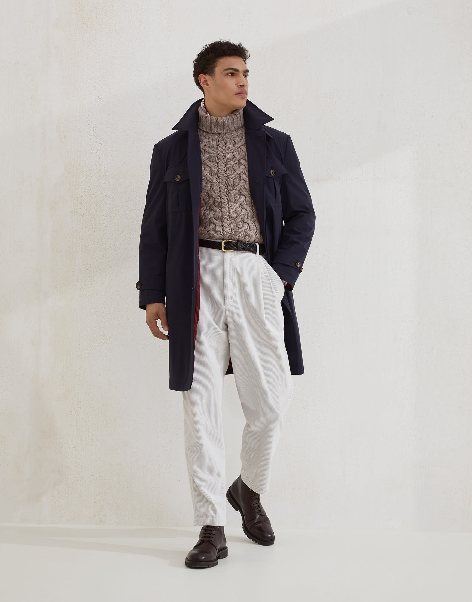 Stretch bonded nylon four-pocket redingote - 5