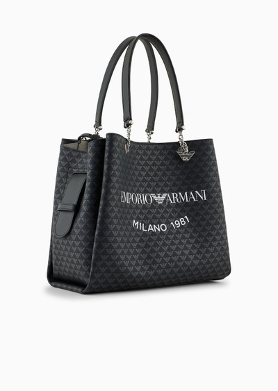 EMPORIO ARMANI All-over eagle shopper bag with eagle charm outlook