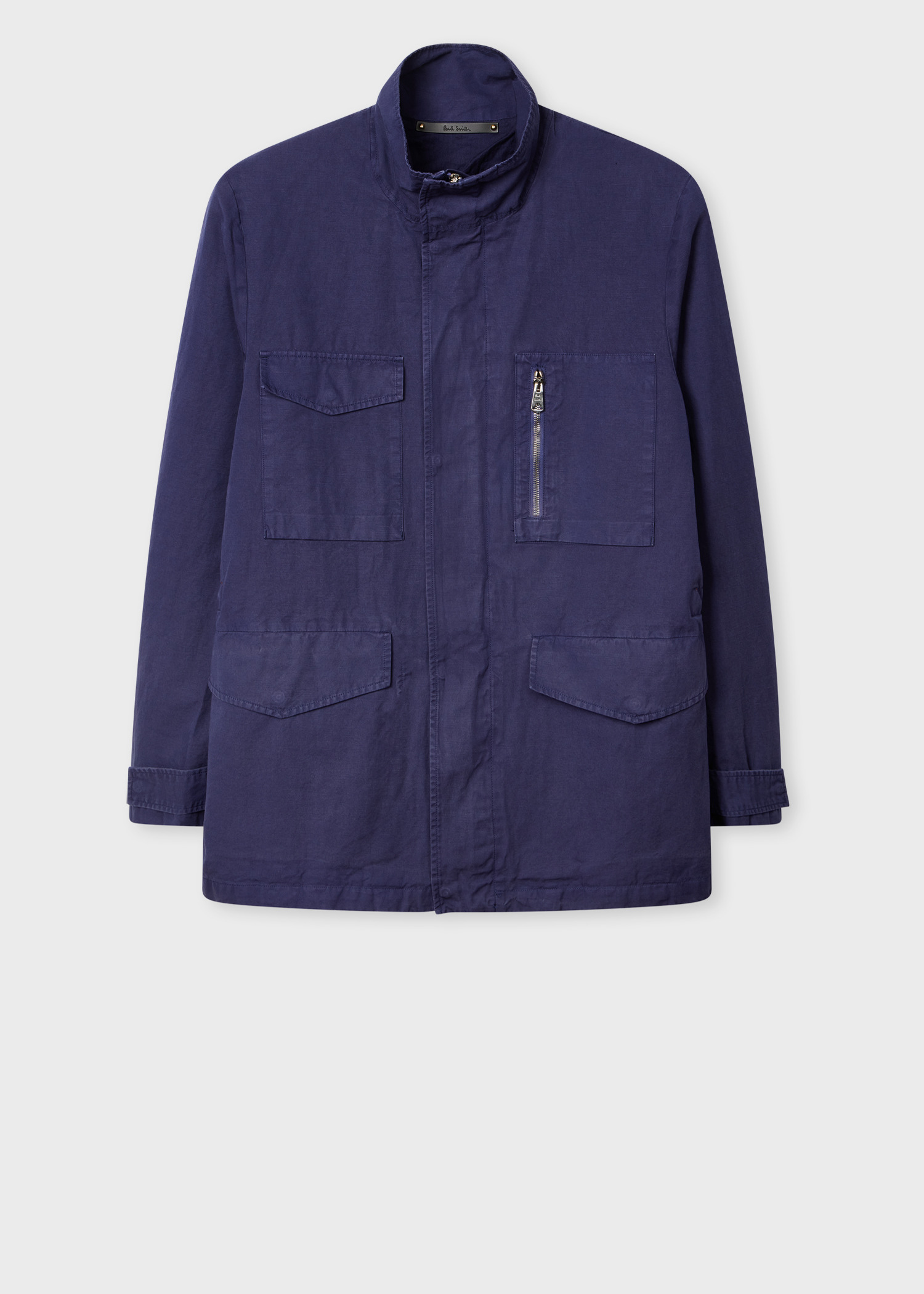 Navy Garment-Dye Cotton-Linen Field Jacket - 1