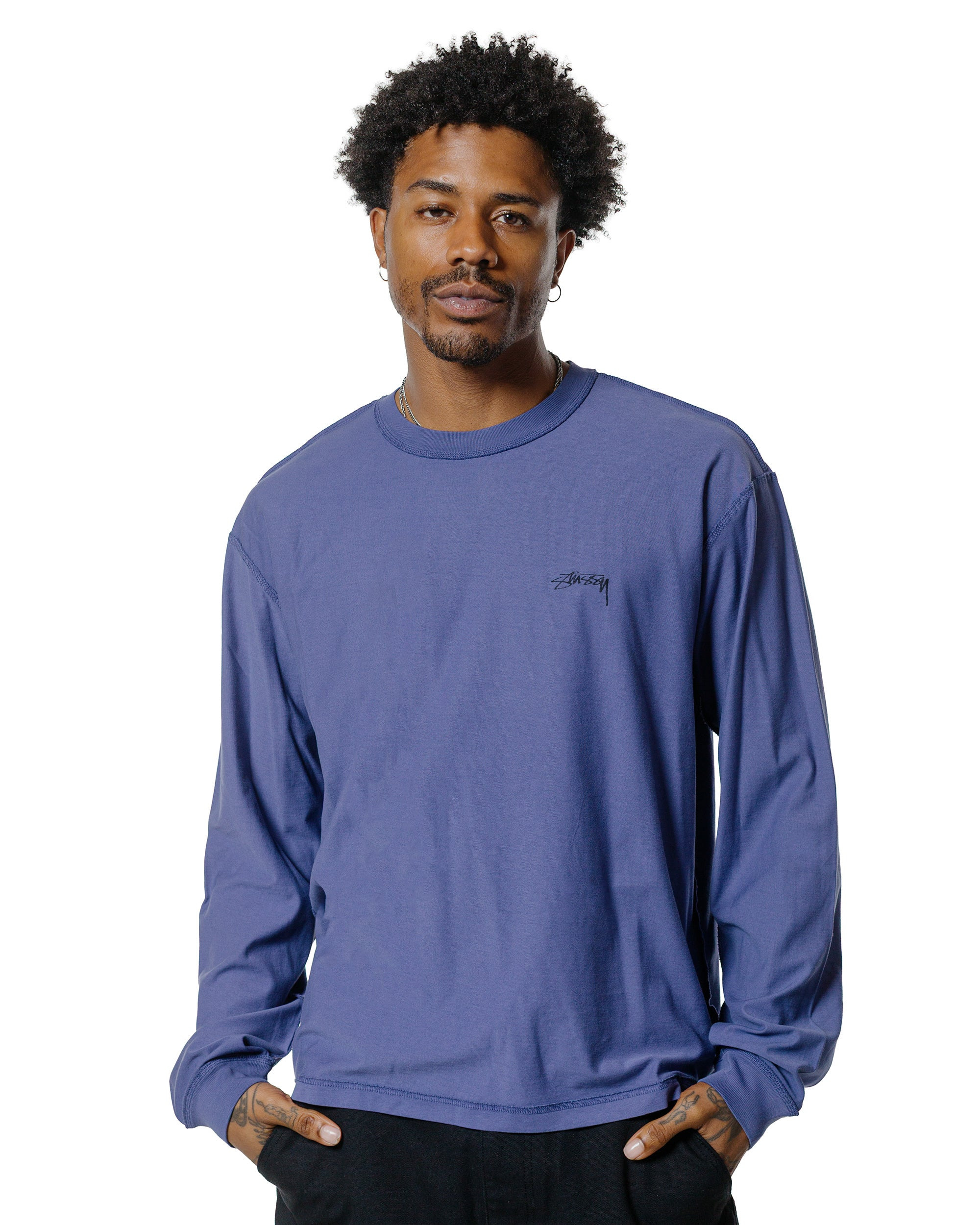 Stüssy Lazy LS Tee Vintage Navy - 2