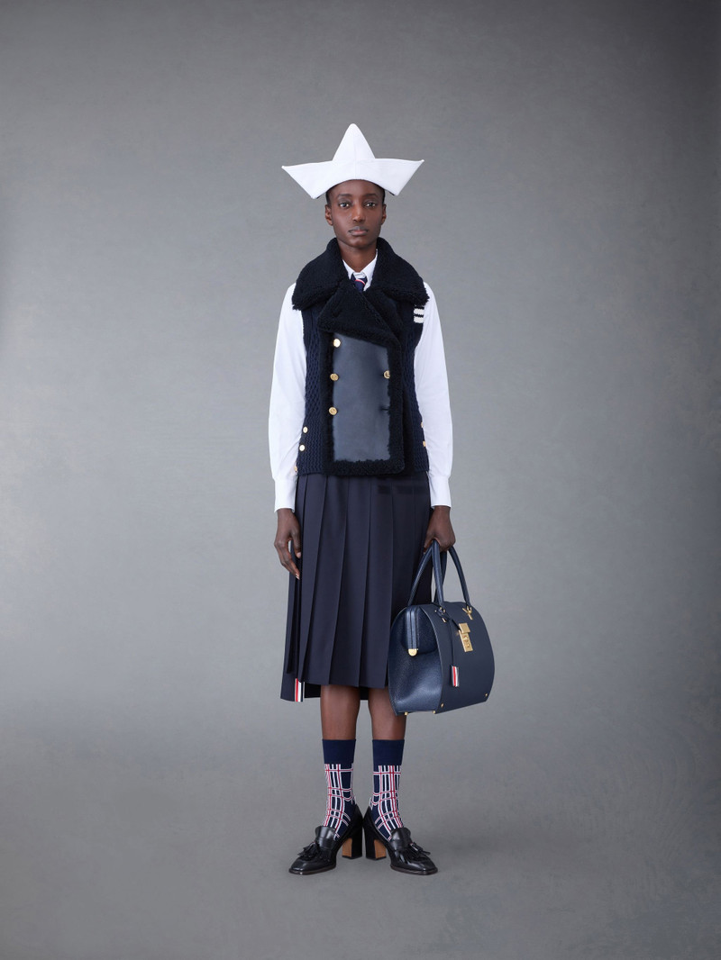 Textured Wool and Shearling 4-Bar Combo Vest 3