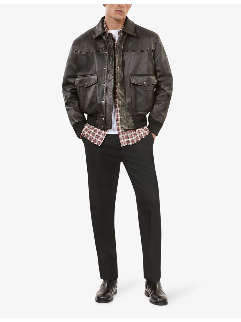 The Kooples Flap-pocket oversized-fit leather jacket outlook