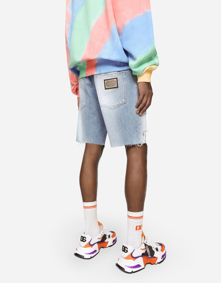 Light blue denim shorts with DG patch - 4