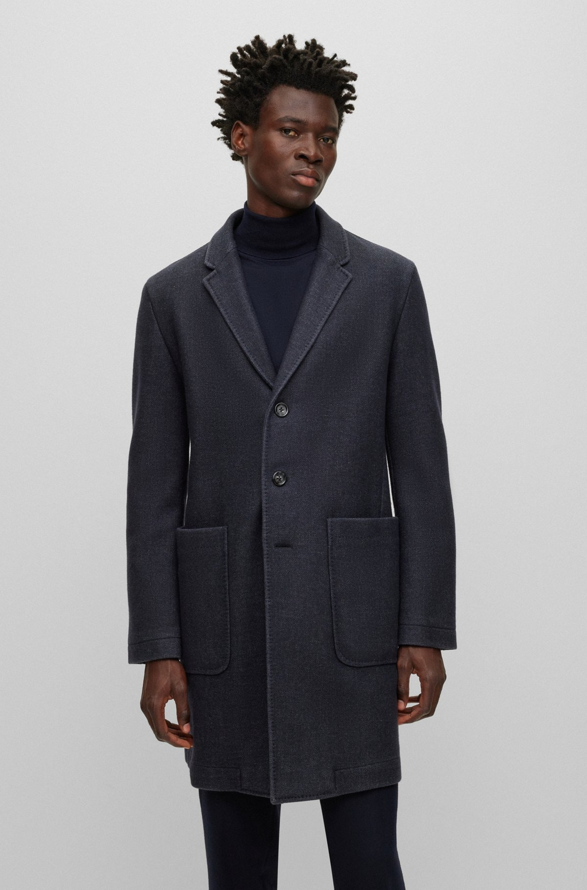 SLIM-FIT COAT IN A MICRO-PATTERNED WOOL BLEND - 2