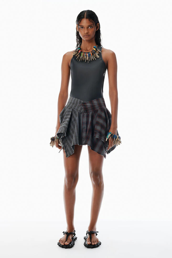 Mid-Rise Deconstructed Mini Skirt - 2