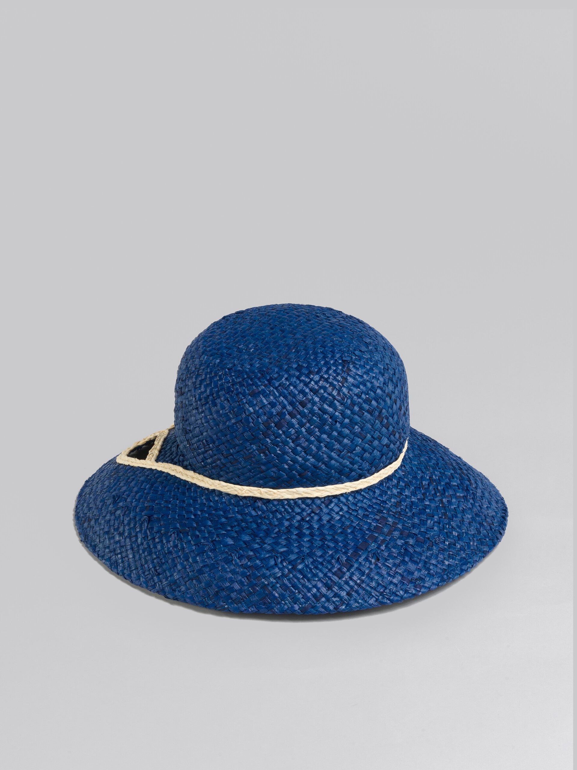 MARNI X NO VACANCY INN - BLUE HAT IN RAFFIA WITH CUT-OUTS - 3