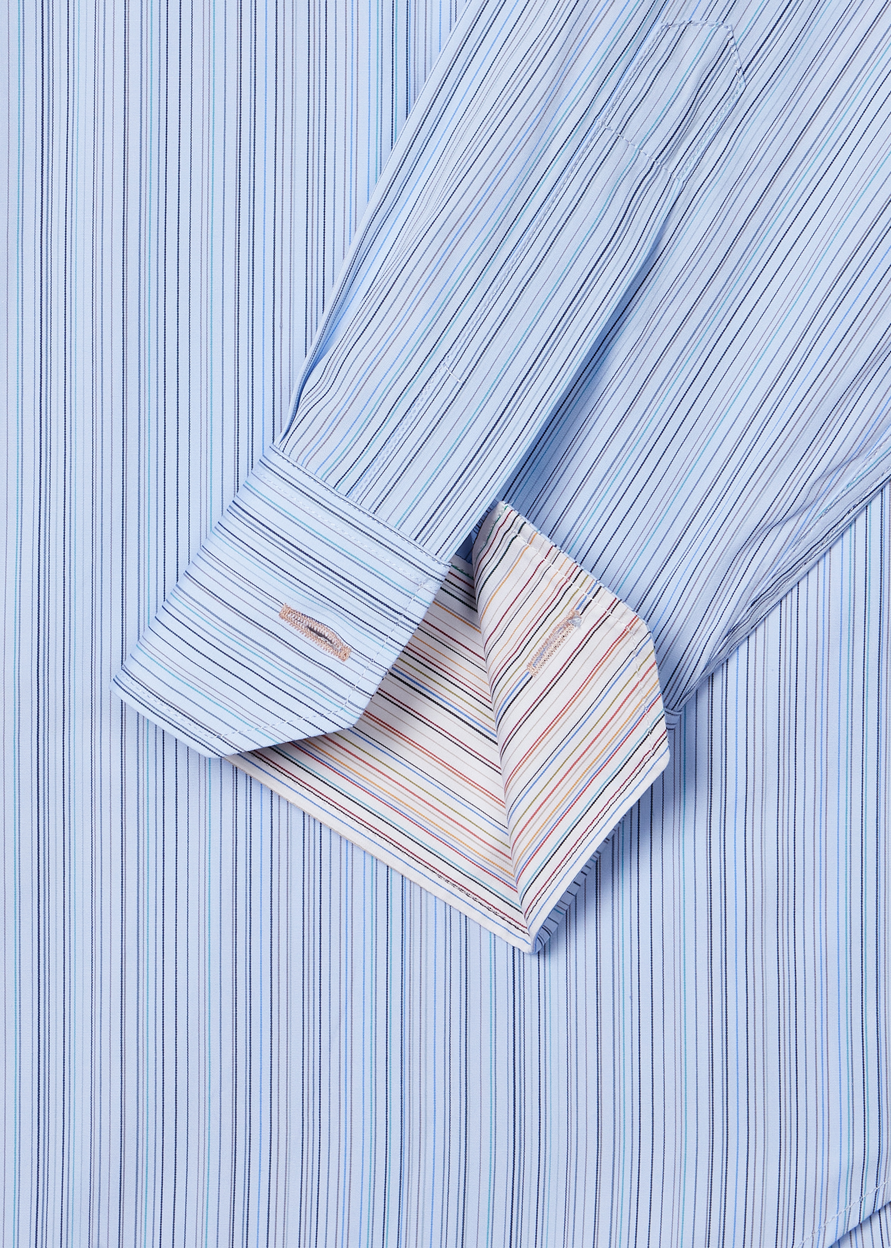 Tailored-Fit Blue Subtle Stripe Cotton Shirt - 2