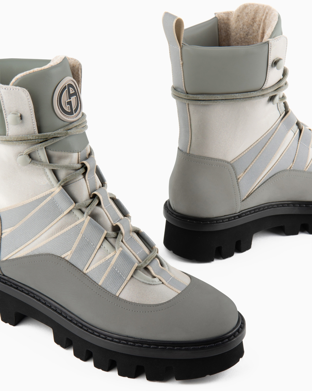 GIORGIO ARMANI NEVE LACE-UP ANKLE BOOTS IN NUBUCK, TECHNICAL FABRIC AND NAPPA LEATHER - 4