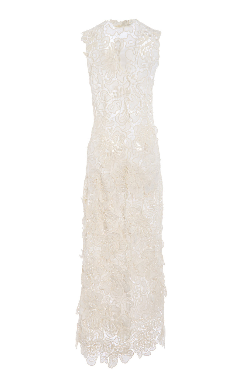 Dahlia Floral-Lace Midi Dress ivory 3