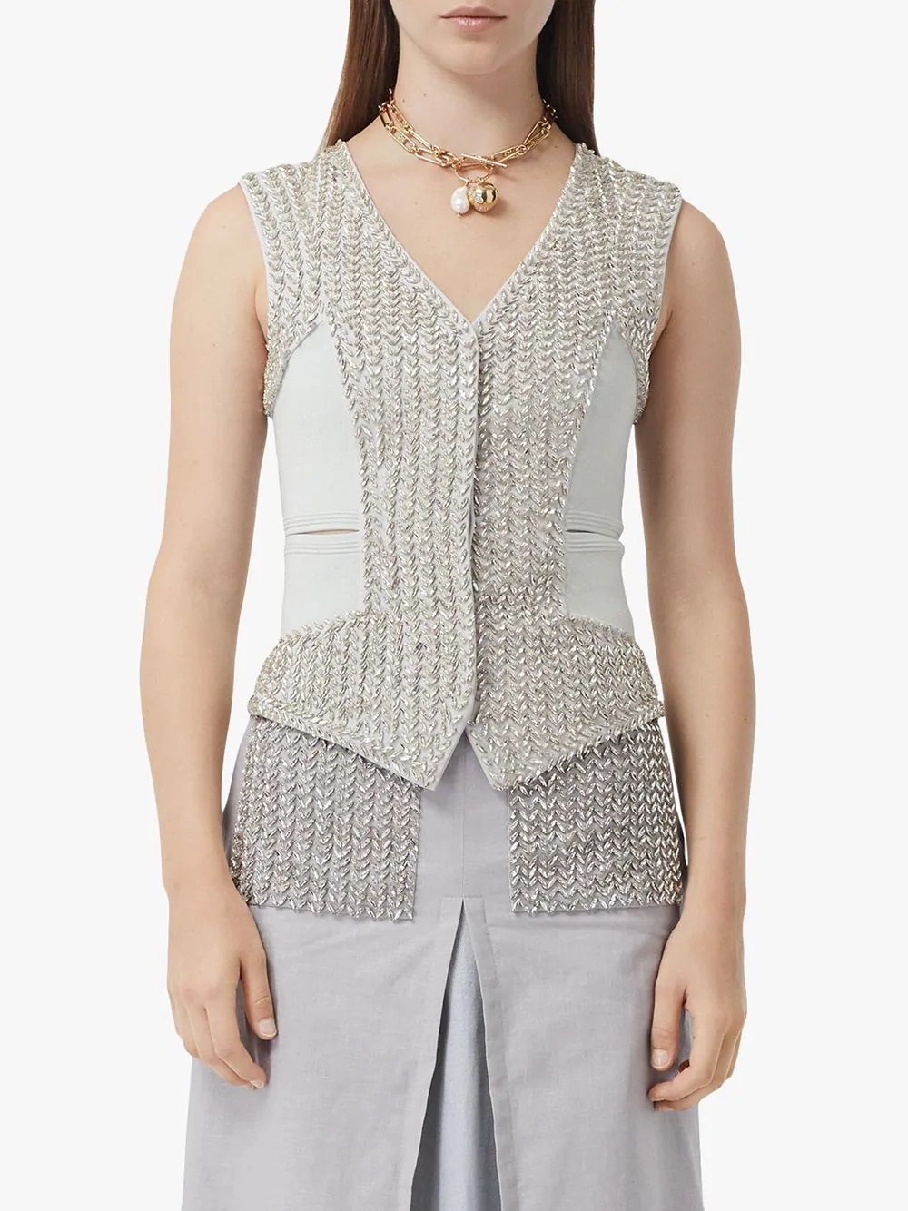 crystal-embellished waistcoat - 3