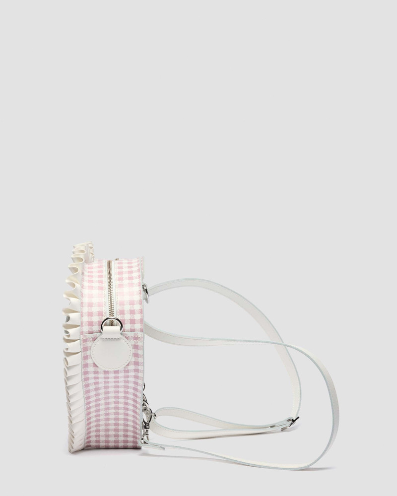 HEART BACKPACK Frilled Gingham Leather Bag 6