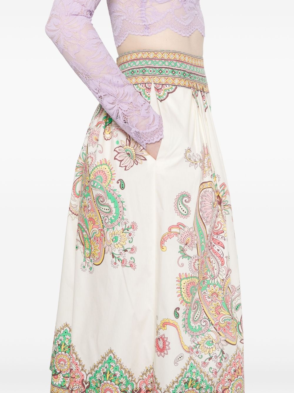 printed cotton midi skirt - 5