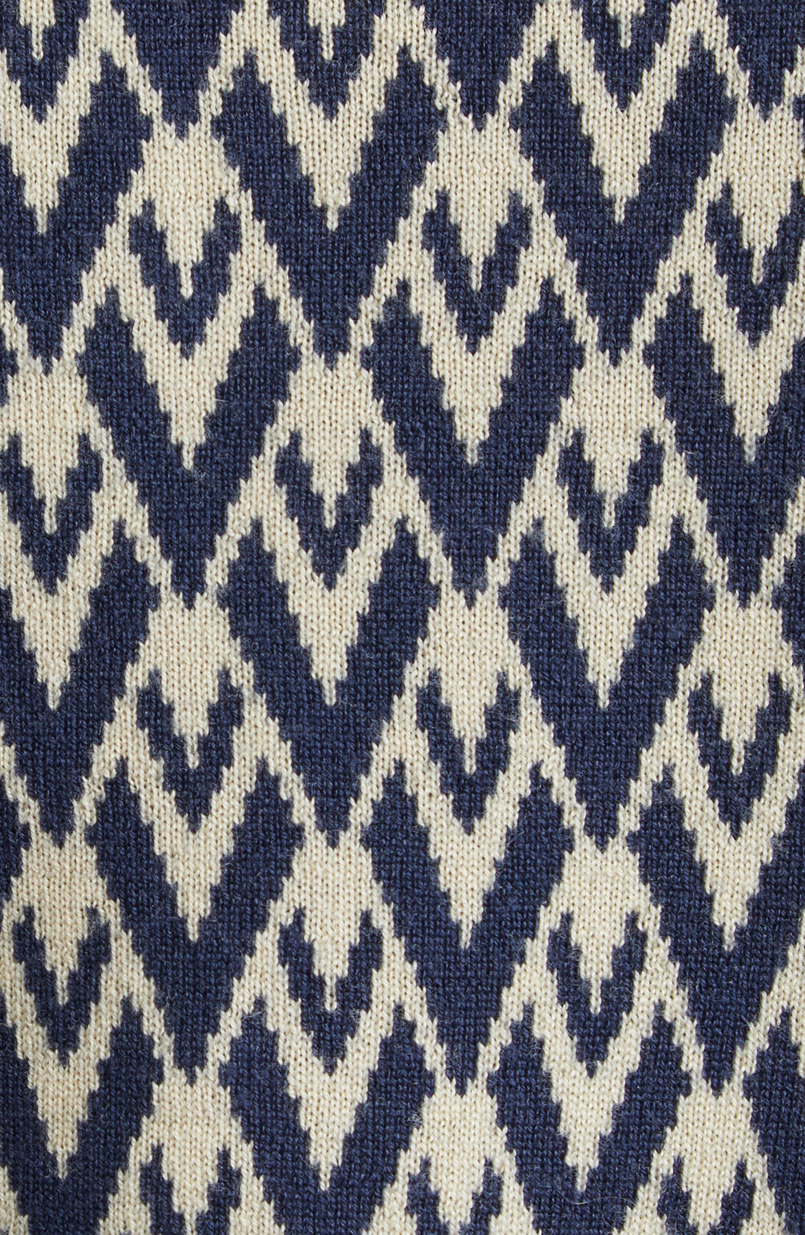 Valentino Garavani Toute La V Jacquard Virgin Wool Cardigan in Navy/Cream at Nordstrom - 7
