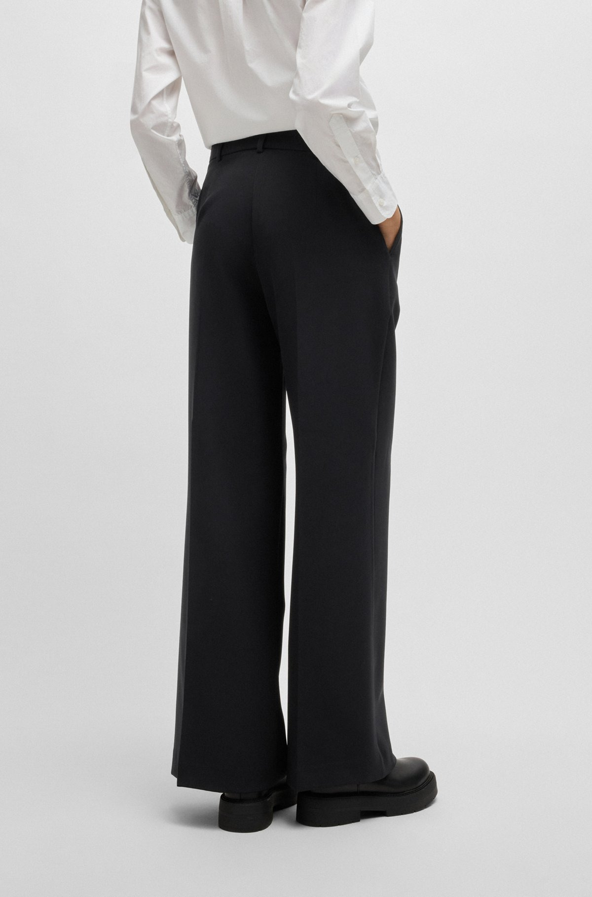 BOOT-LEG TROUSERS IN STRETCH FABRIC - 4