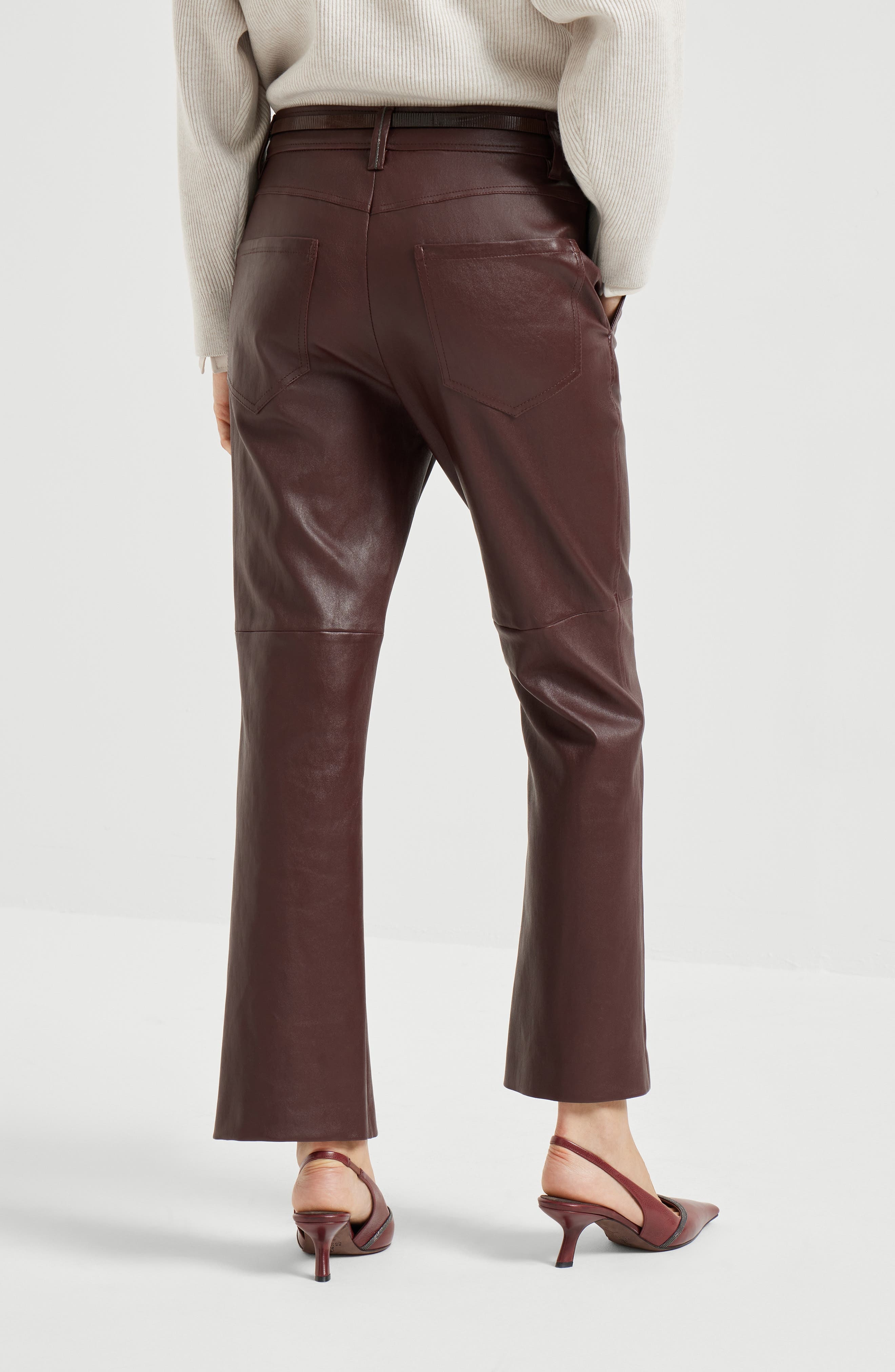 Brunello Cucinelli Square cigarette trousers in Brown at Nordstrom - 3