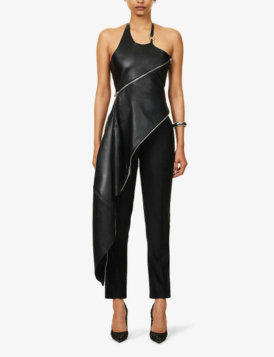 HELIOT EMIL™ Zip-embellished halterneck leather mini dress outlook