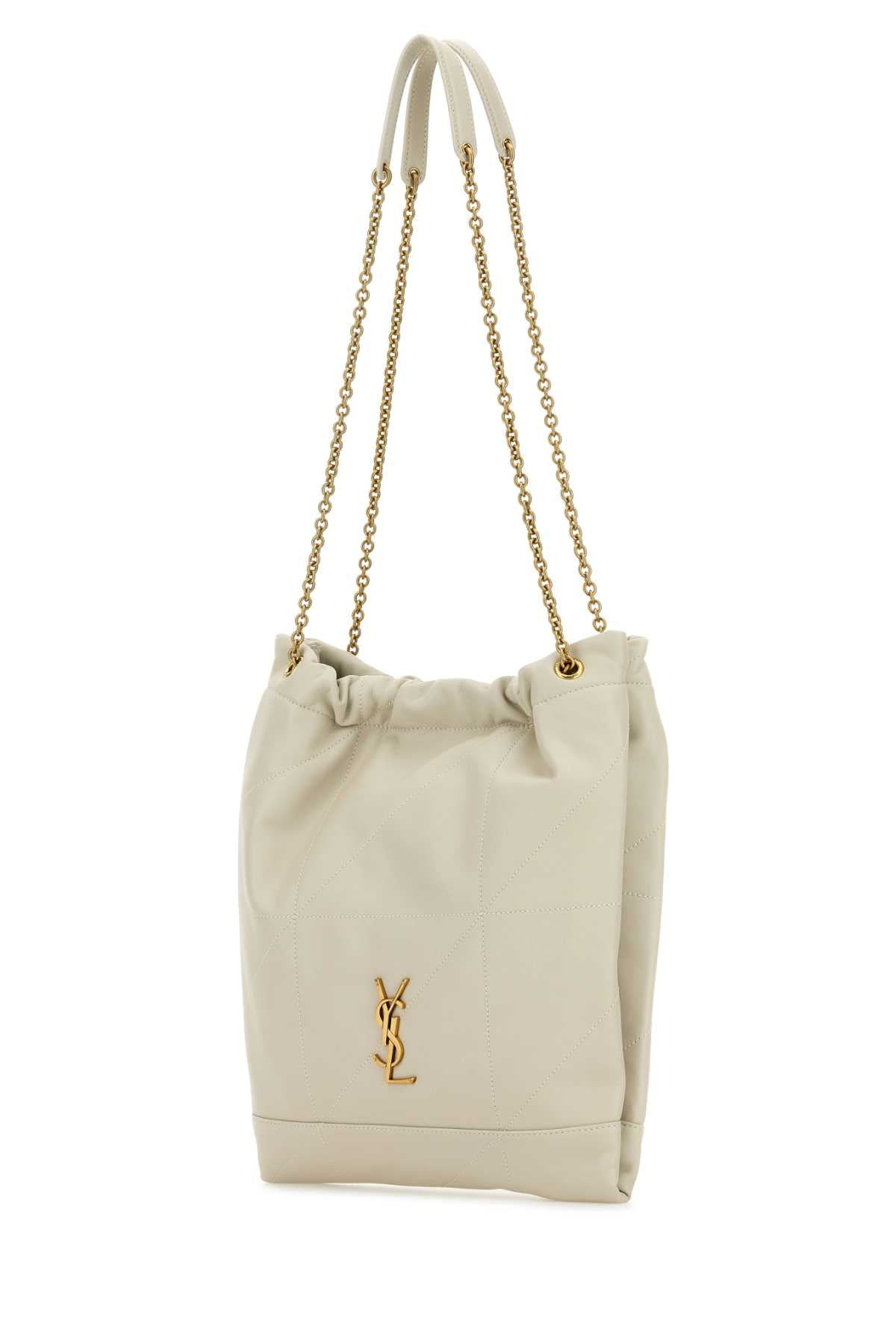 Saint Laurent Women Ivory Leather Pochon Shoulder Bag - 2