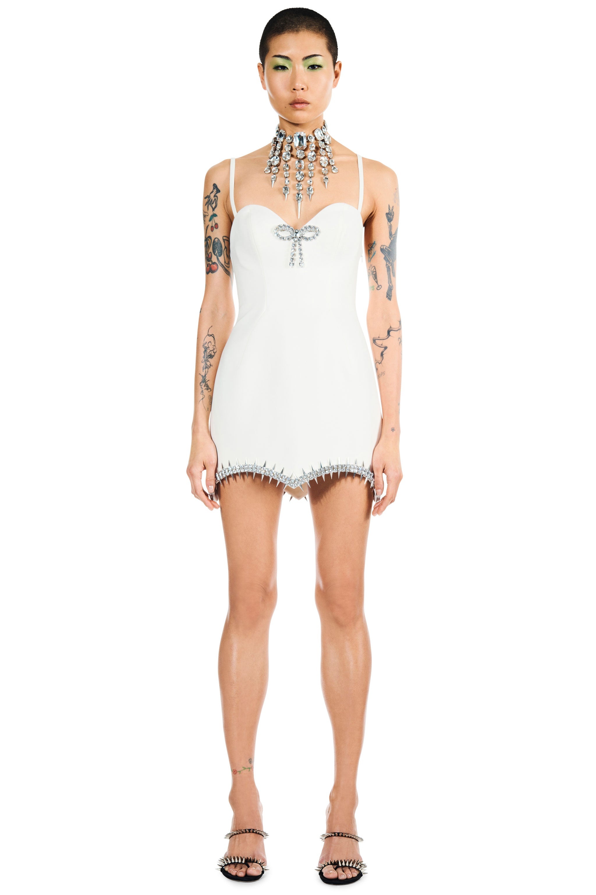 CRYSTAL SPIKE MINI DRESS - 4