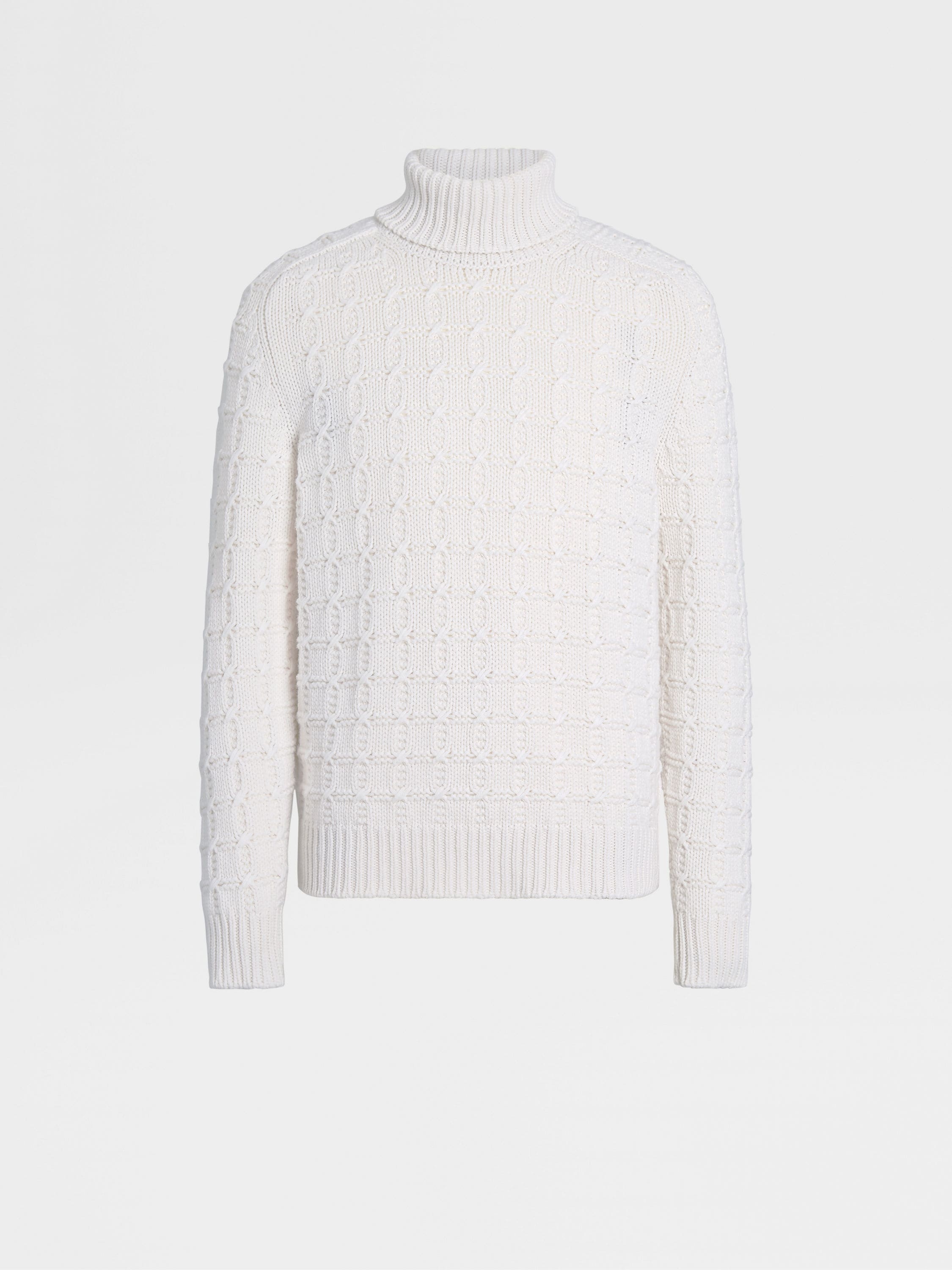 WHITE MÉLANGE OASI CASHMERE TURTLENECK - 1