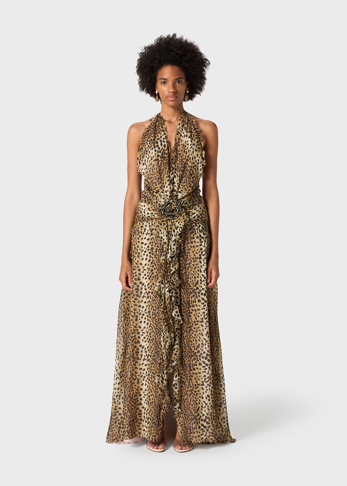 LONG DRESS IN GEORGETTE WITH ANIMALIER PRINT - 3