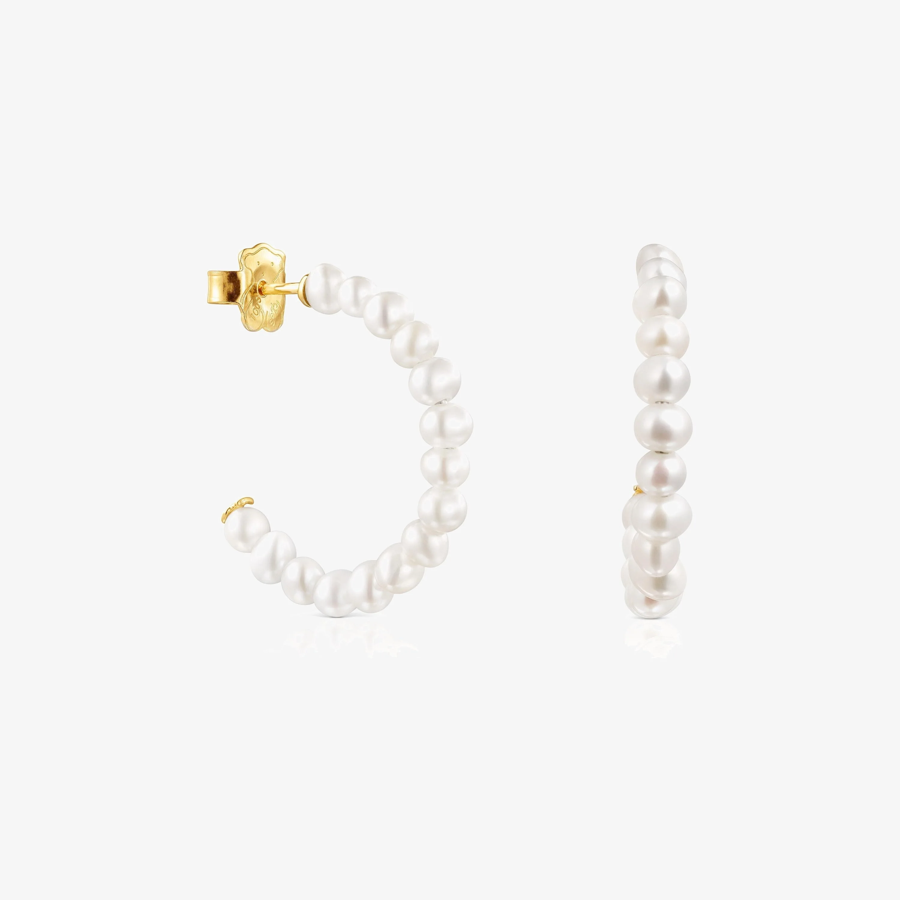 Small Gloss hoop Earrings with Pearls - 1