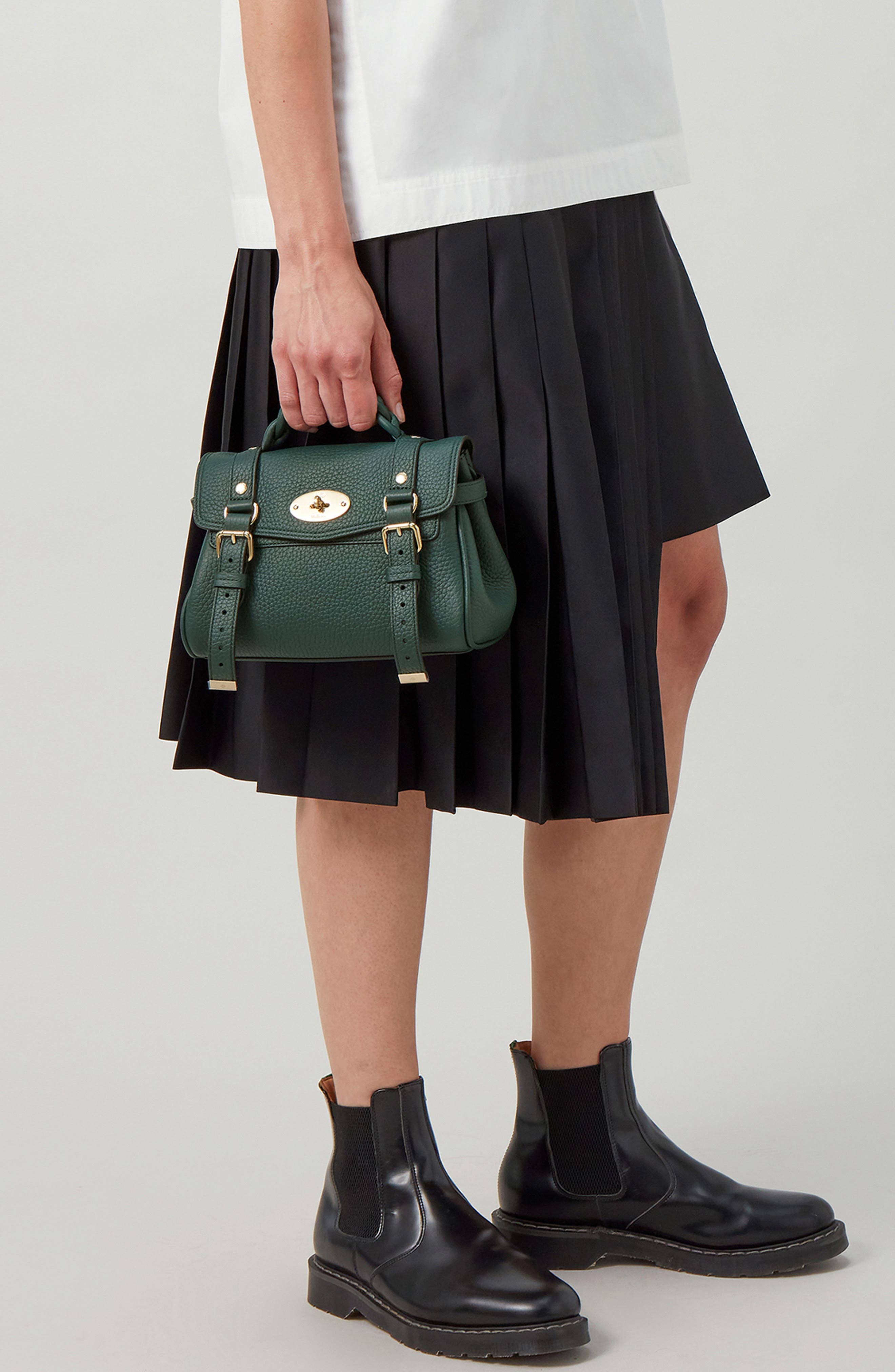 Mini Alexa Leather Satchel in  Green - 3