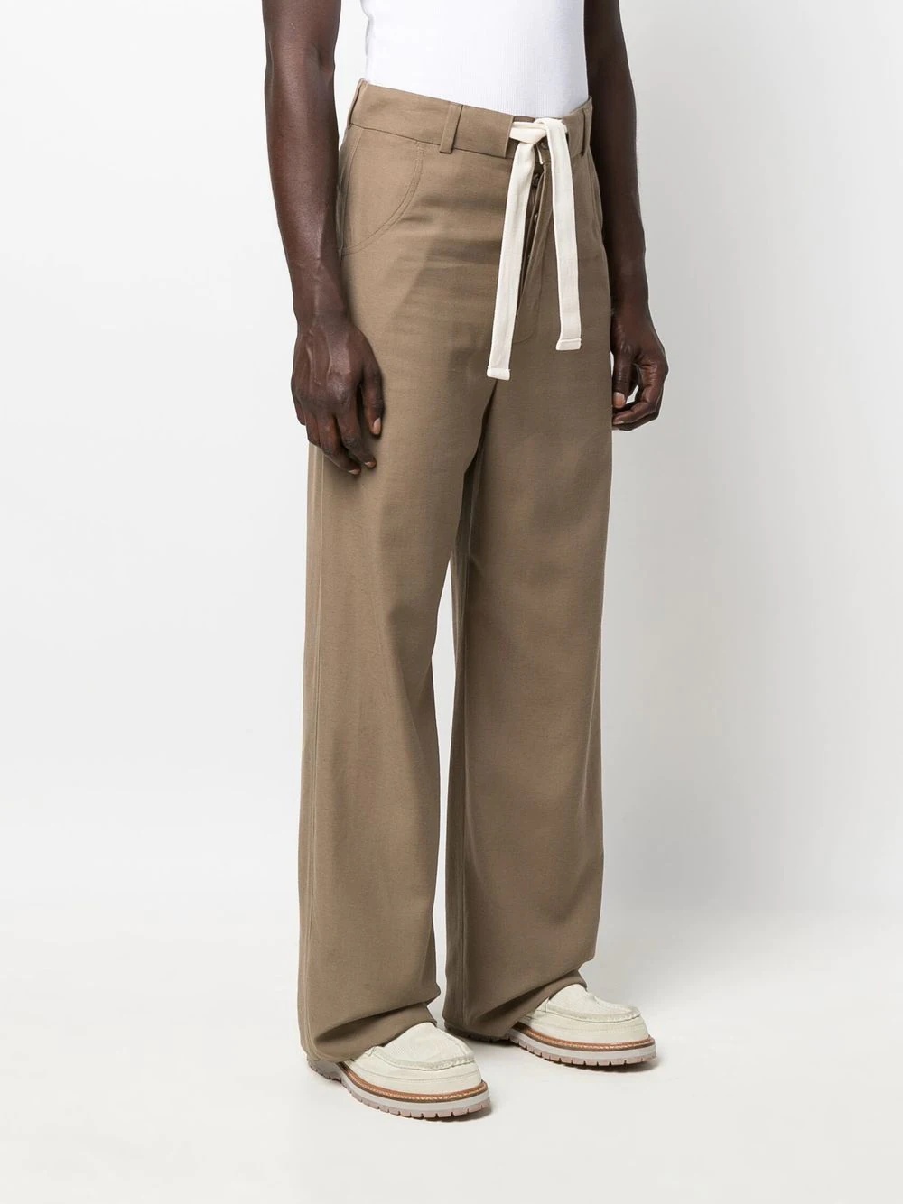 drawcord-waist wide-leg trousers - 3