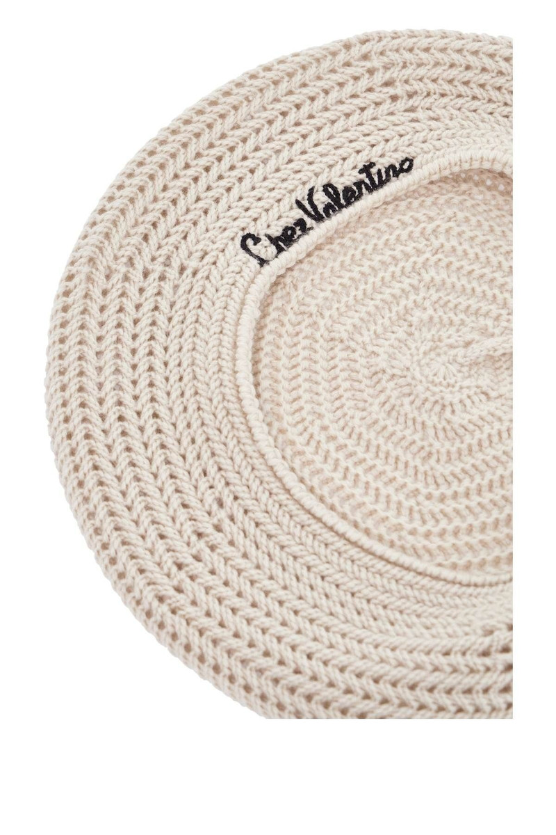 Valentino WOOL BEANIE WITH ZIGZAG AND POMPON IN BUTTER outlook