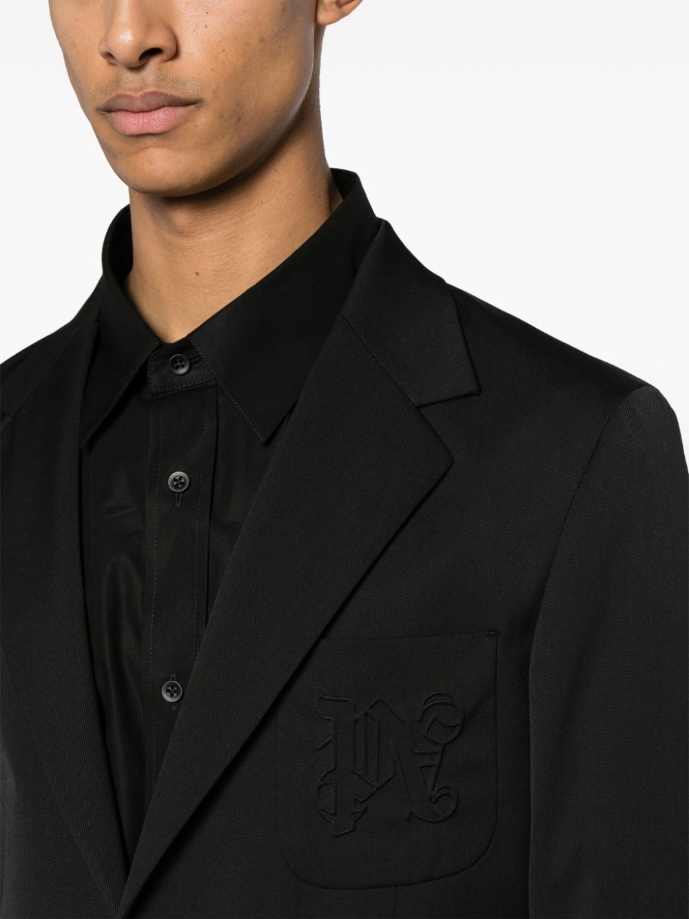 single-breasted twill blazer - 5