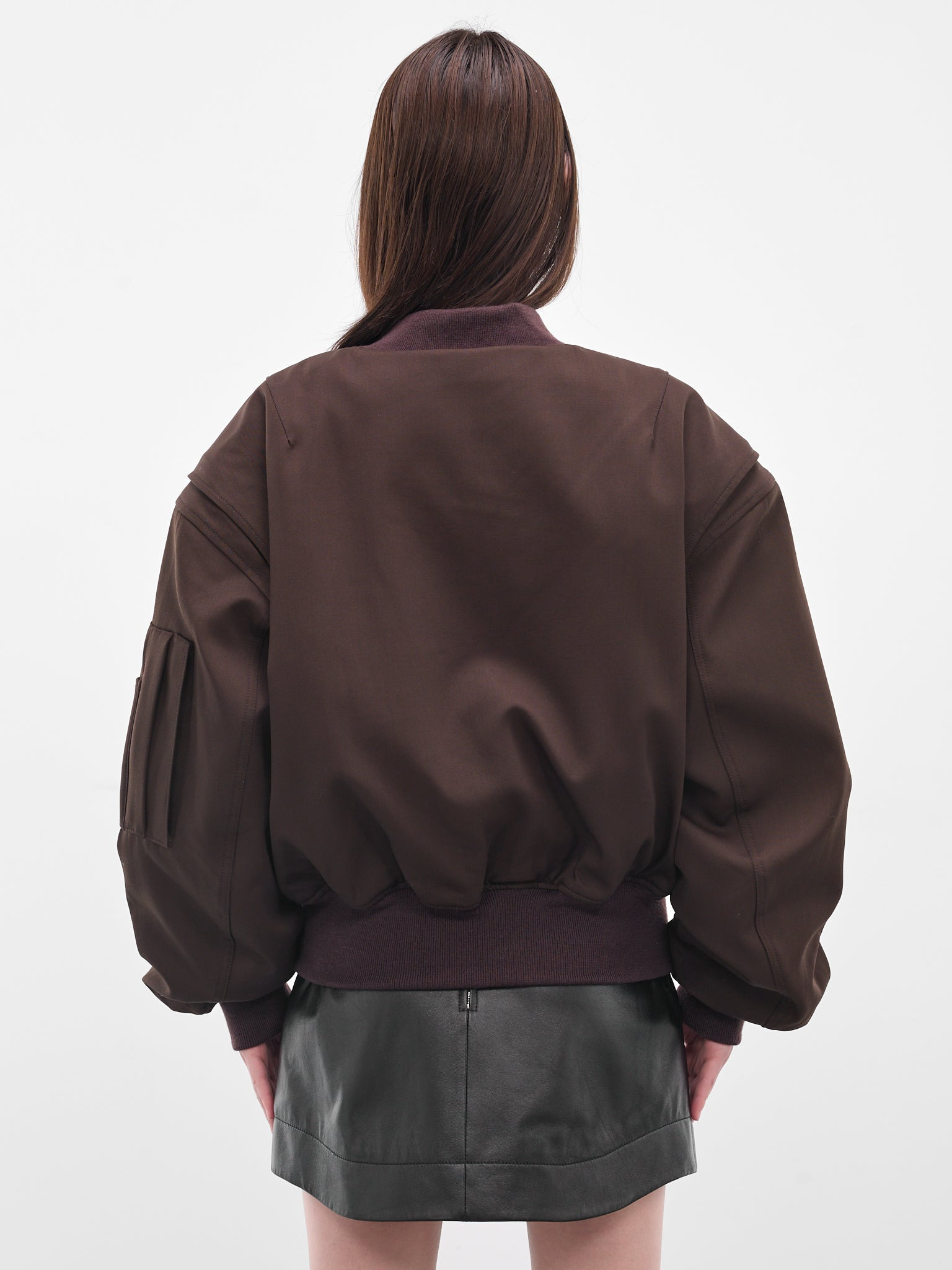 Brown Broad Cropped Bomber Jacket - 3