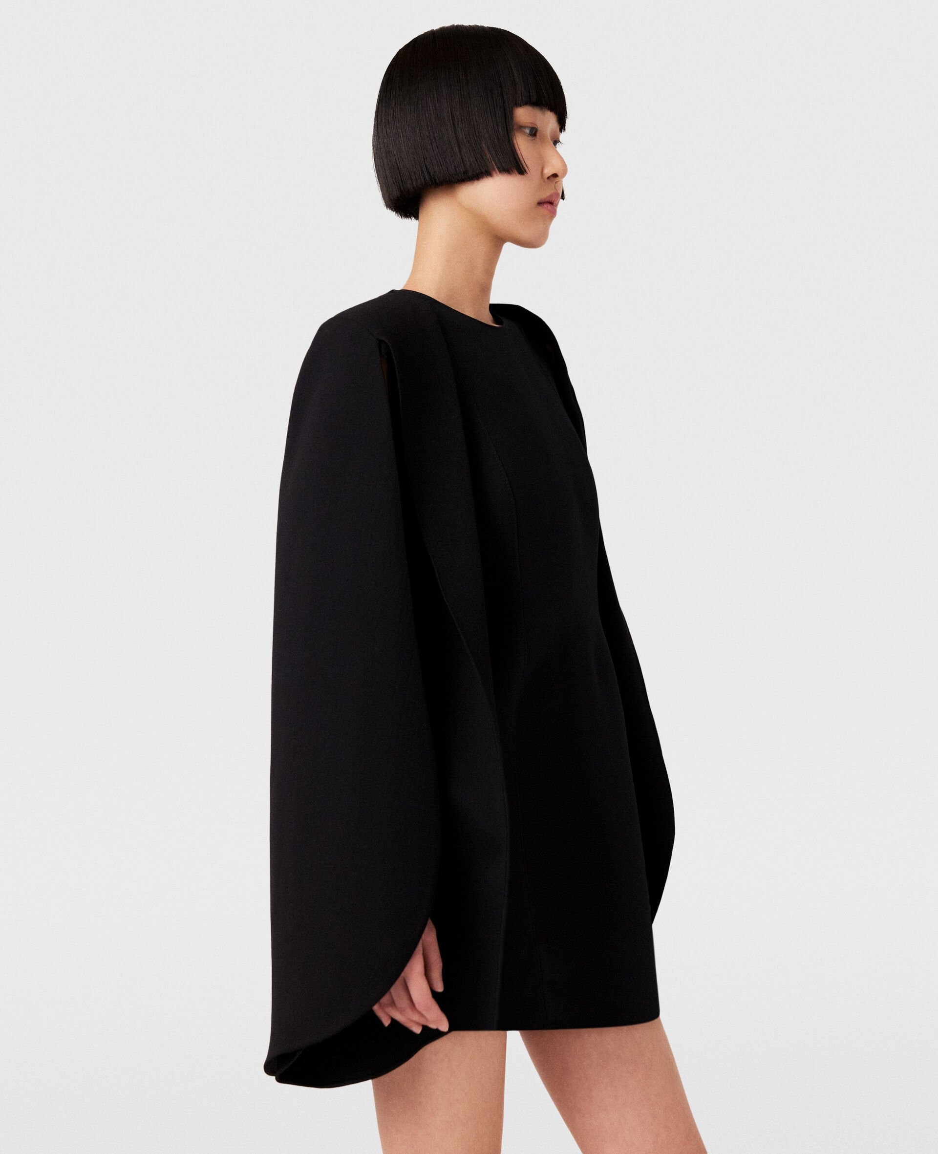 Round Neck Cape Mini Dress - 2