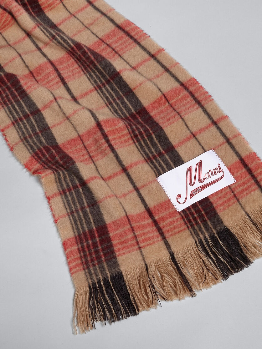 BROWN CHECK WOOL SCARF - 3