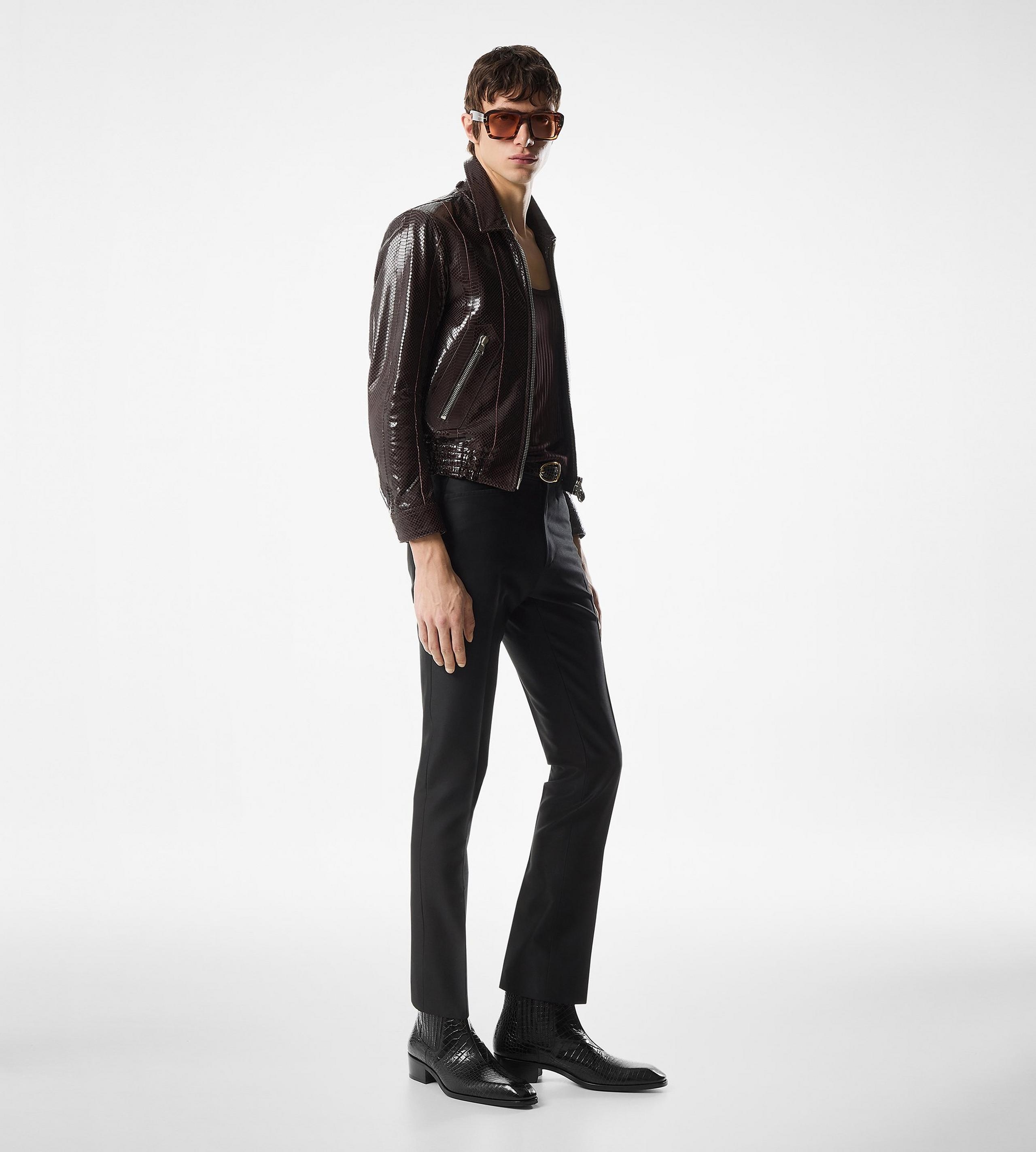 PATENT PRINTED PYTHON COLLAR BLOUSON - 2