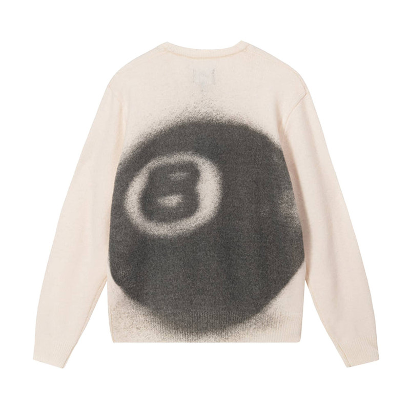 Stüssy Stussy 8 Ball Spray Sweater 'Ivory' outlook