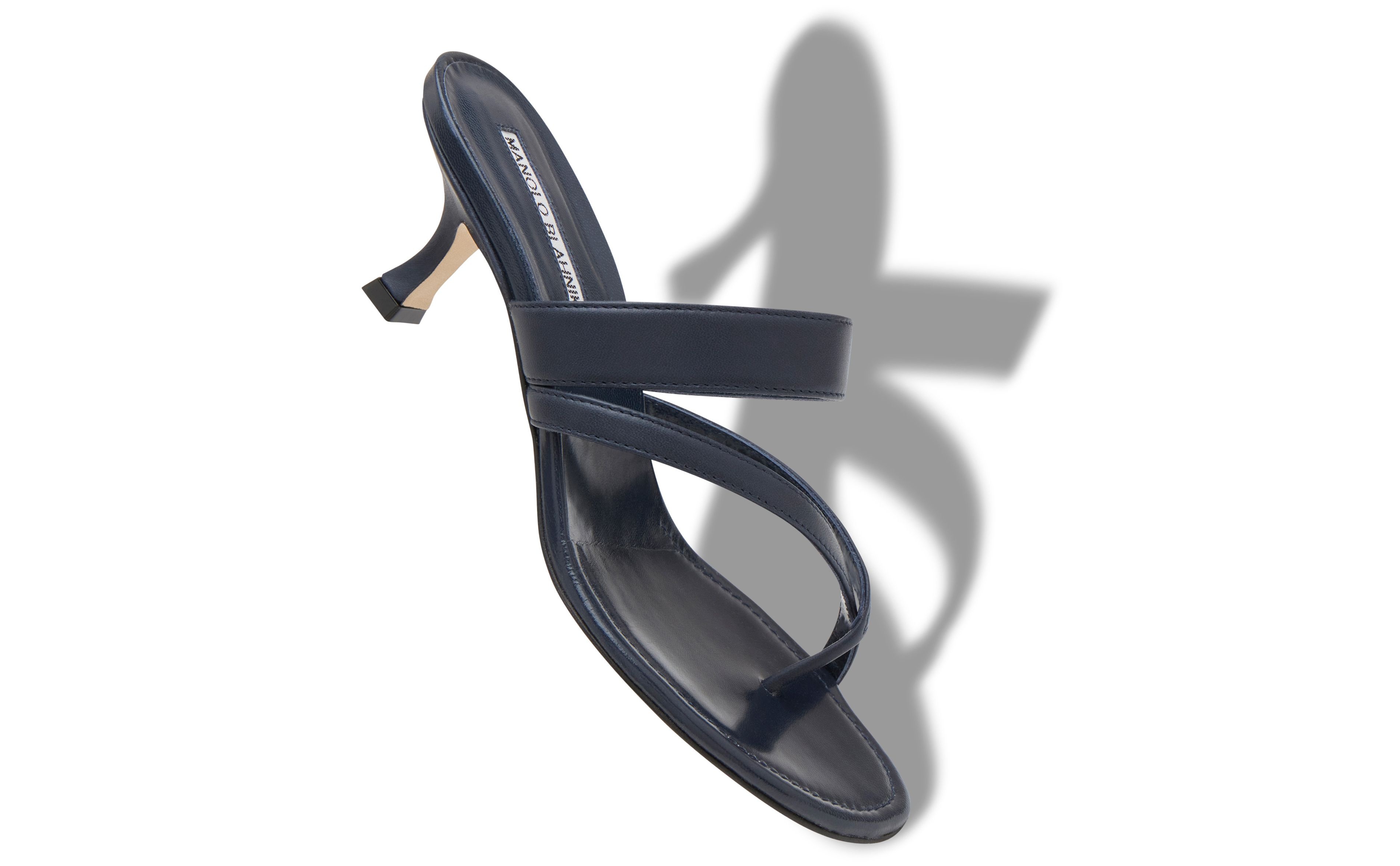 Navy Blue Nappa Leather Crossover Strappy Mules - 2