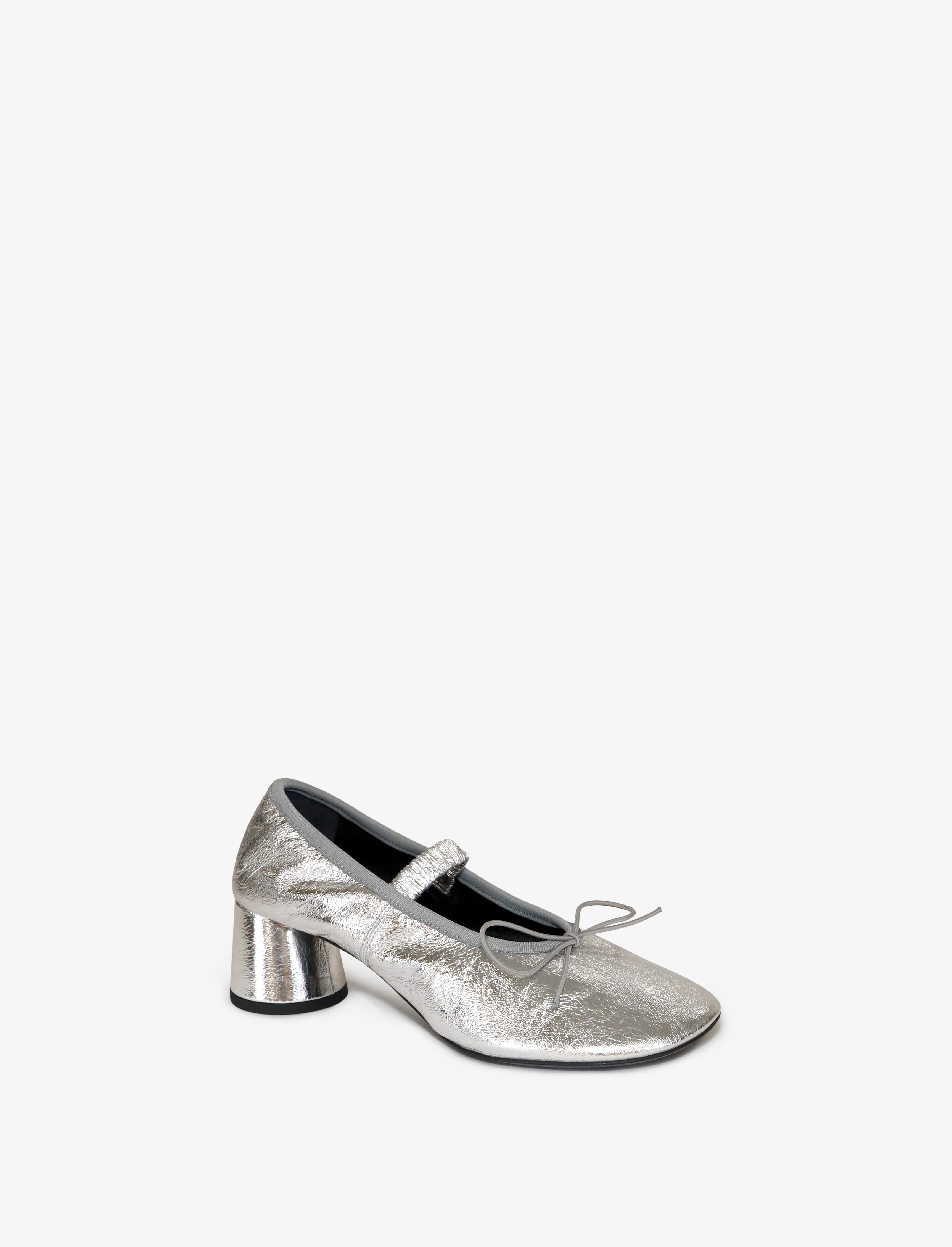 Glove Mary Jane Ballet Pumps in Crinkled Metallic - 2