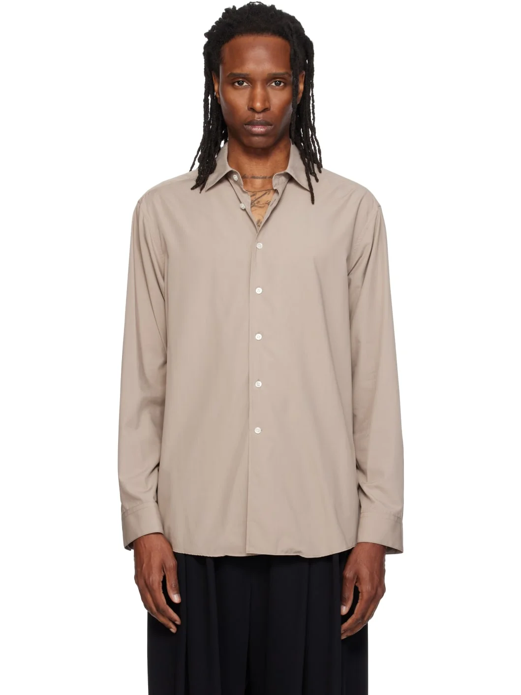Beige Rayon Oversized Shirt - 1
