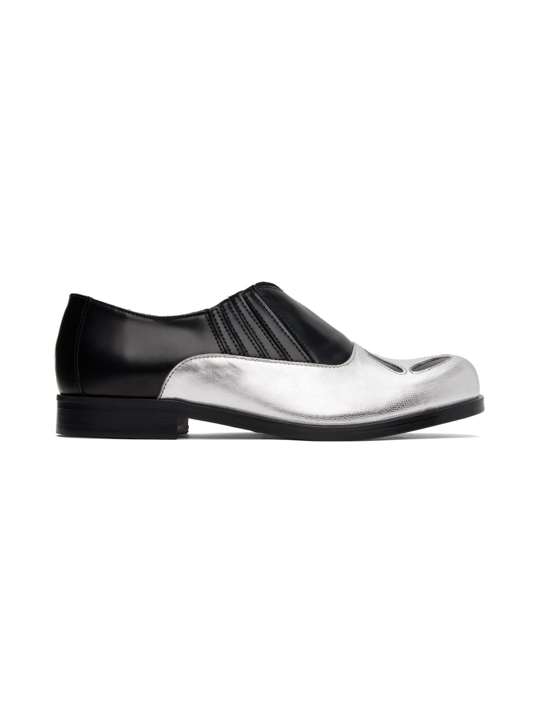 Black & Silver 4 Slashed Loafers - 1