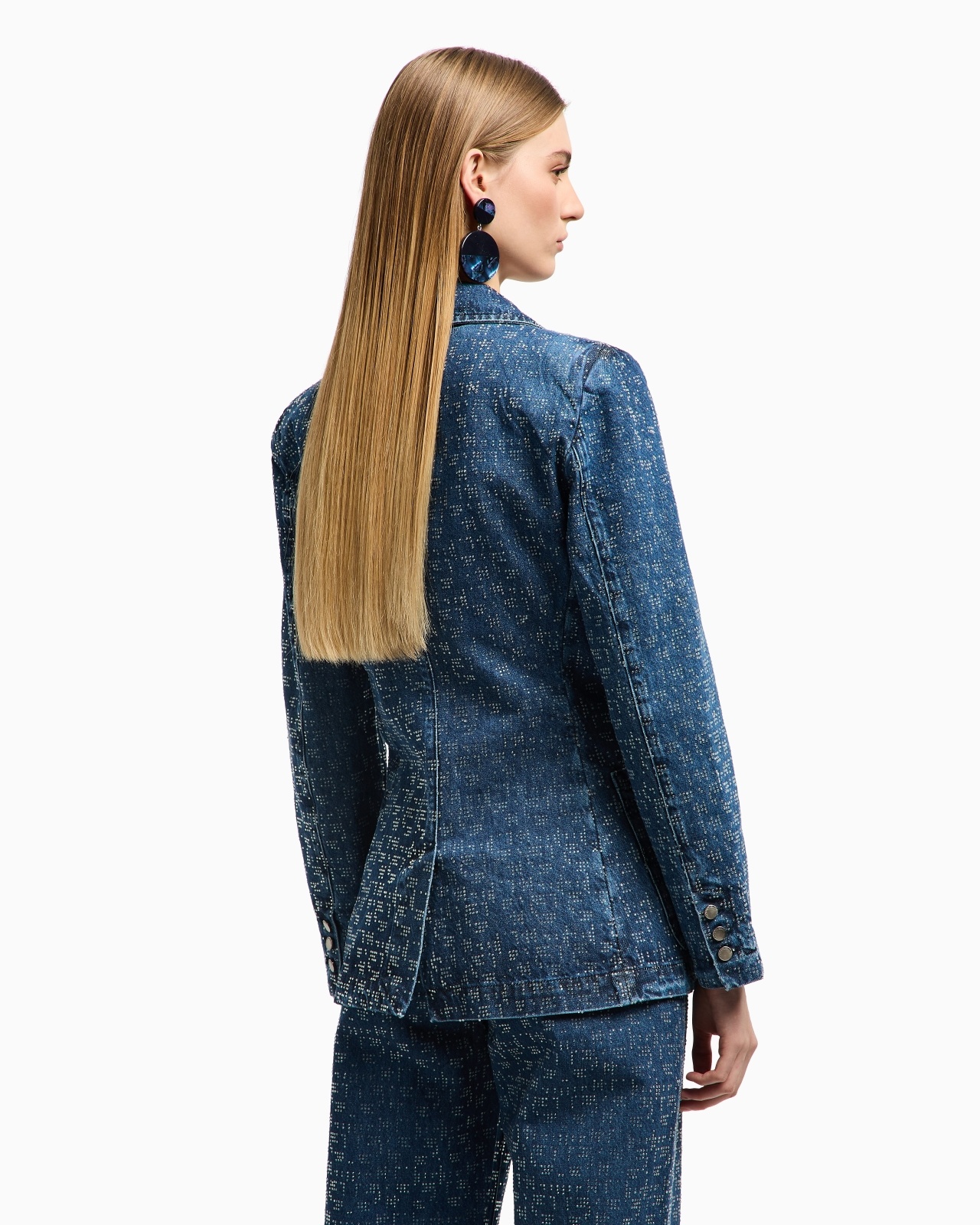 DENIM BLAZER WITH ALL-OVER RHINESTONES - 3