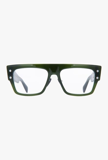 Dark green titanium oversized square B-III eyeglasses - 1