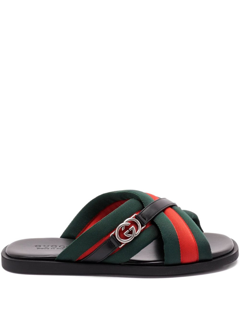 Maverik Web-striped cross-strap sandals 1