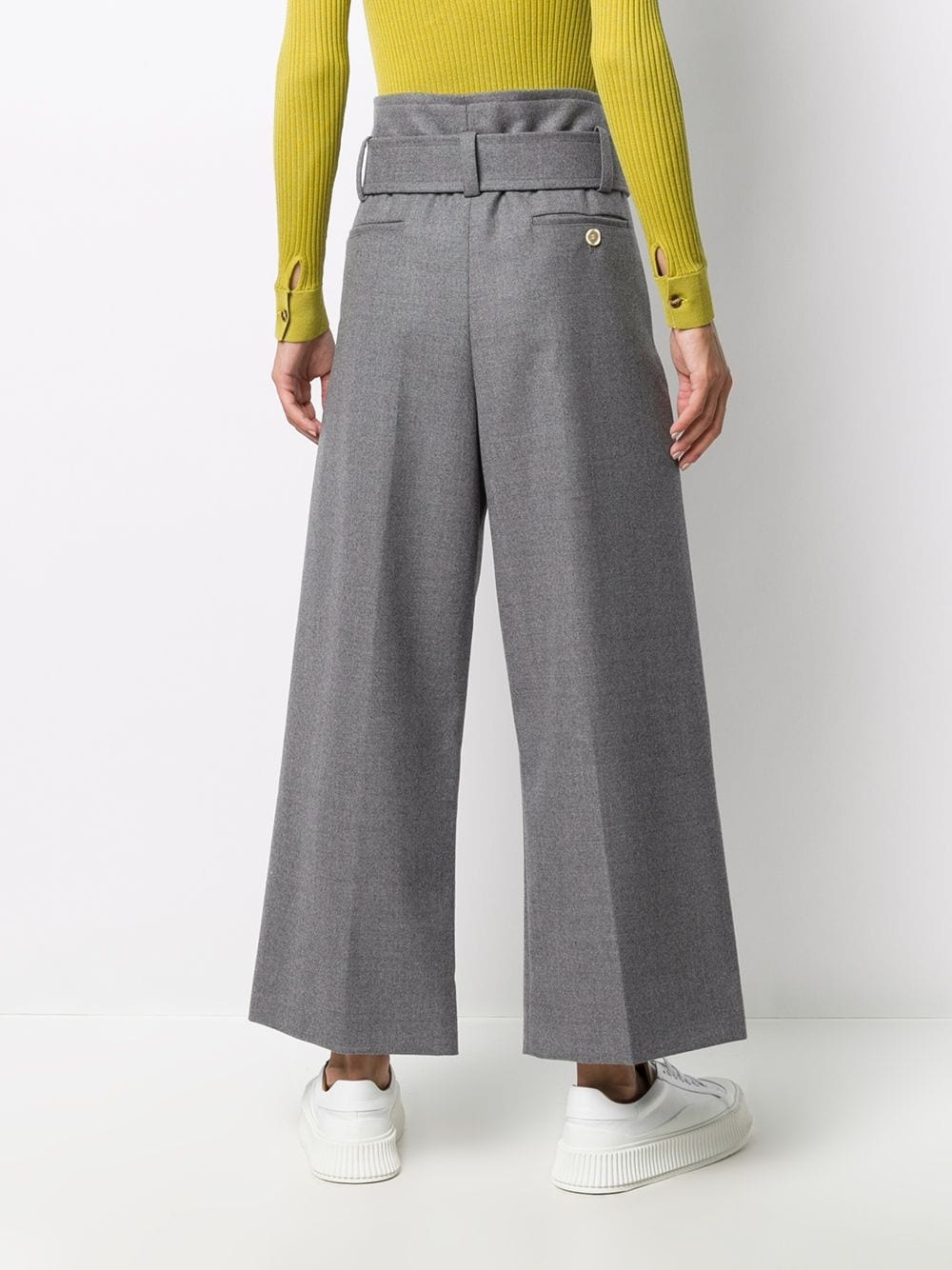 flared high waisted trousers with belt - 4