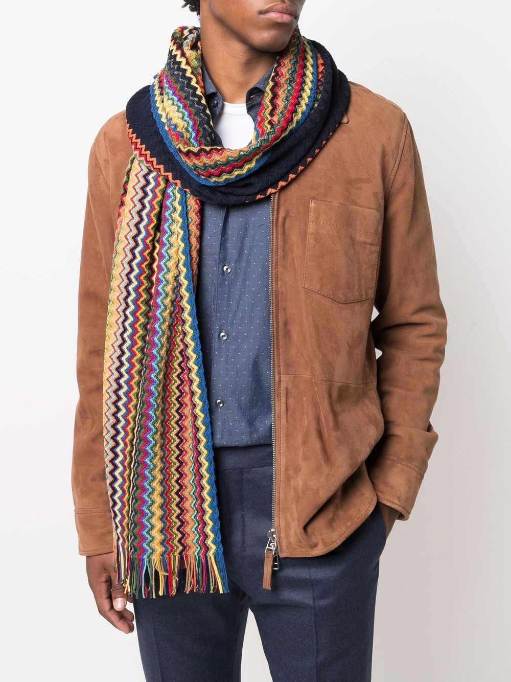 zigzag-knit wool scarf - 2