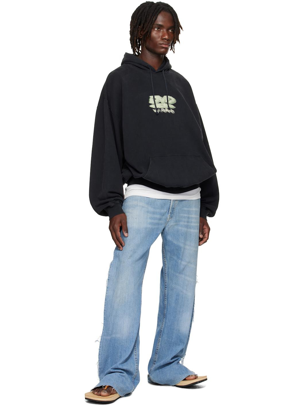 Black 'DVD' Oversized Hoodie - 4