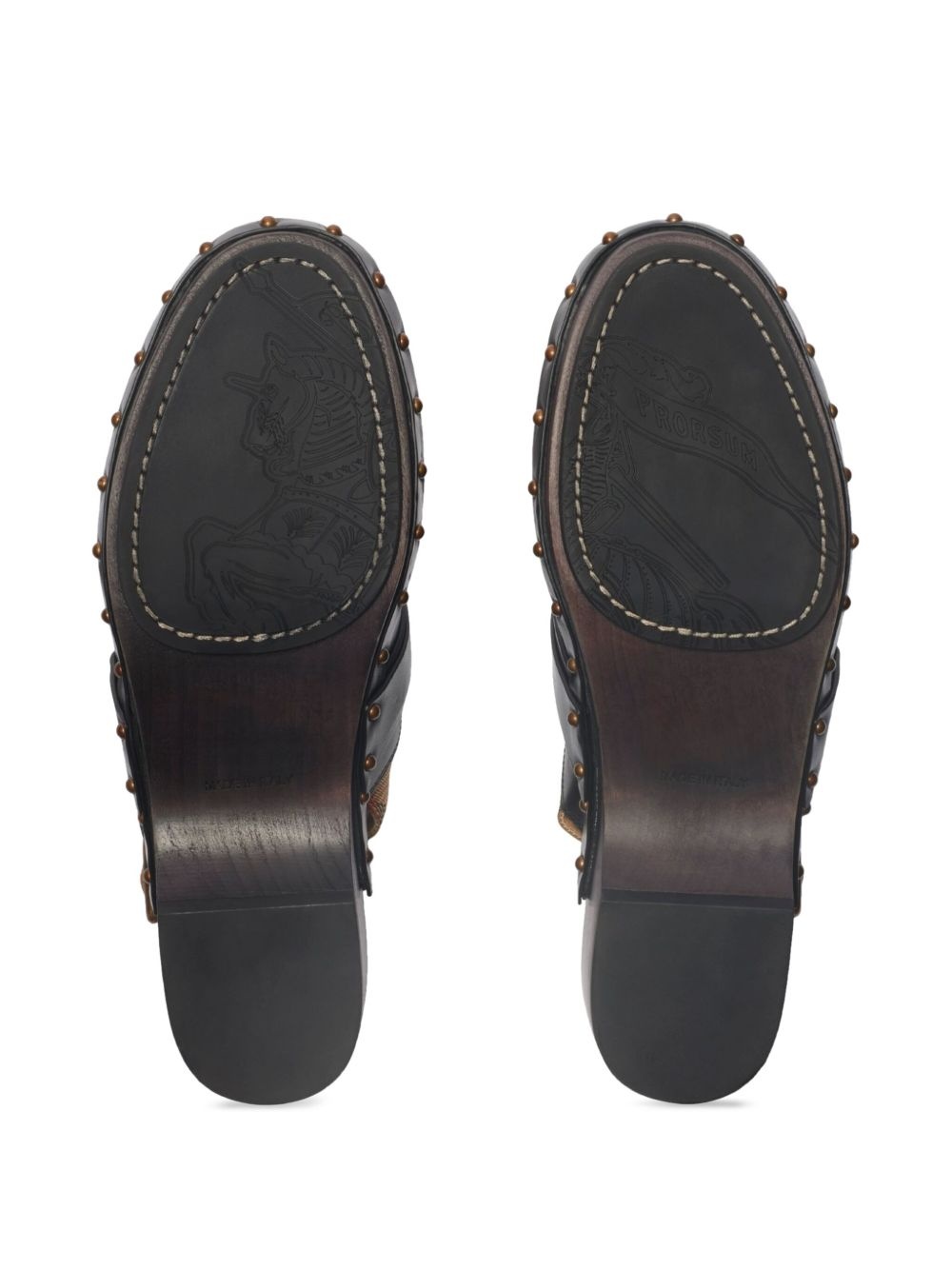 leather strap Clogs - 5