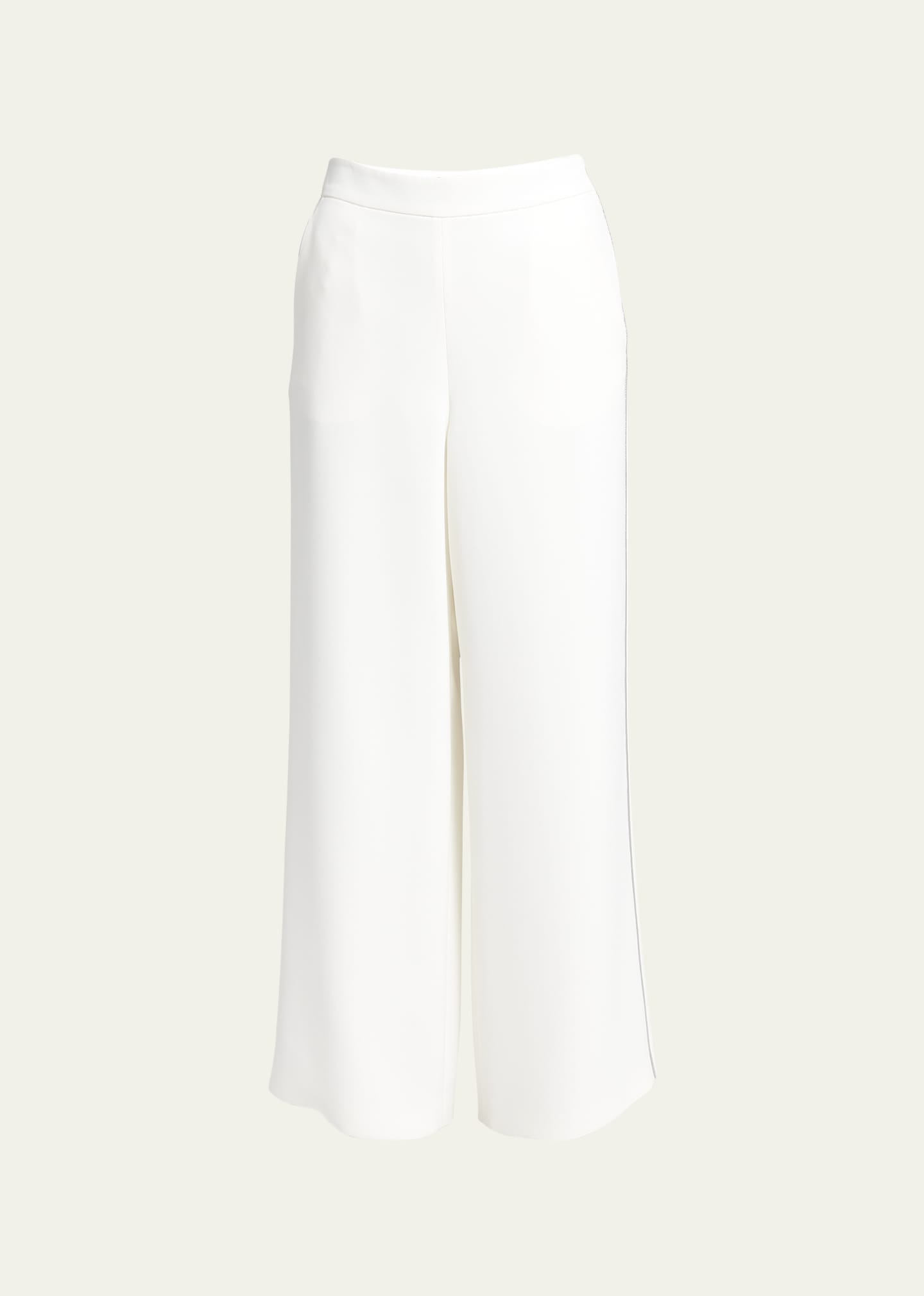 Side Piping Wide-Leg Silk Trousers - 1