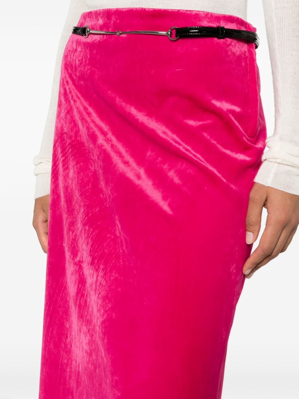 belted velvet maxi skirt - 5