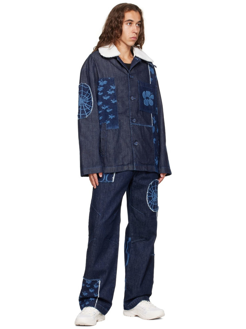 McQ Alexander McQueen Navy Bleach Denim Jacket outlook