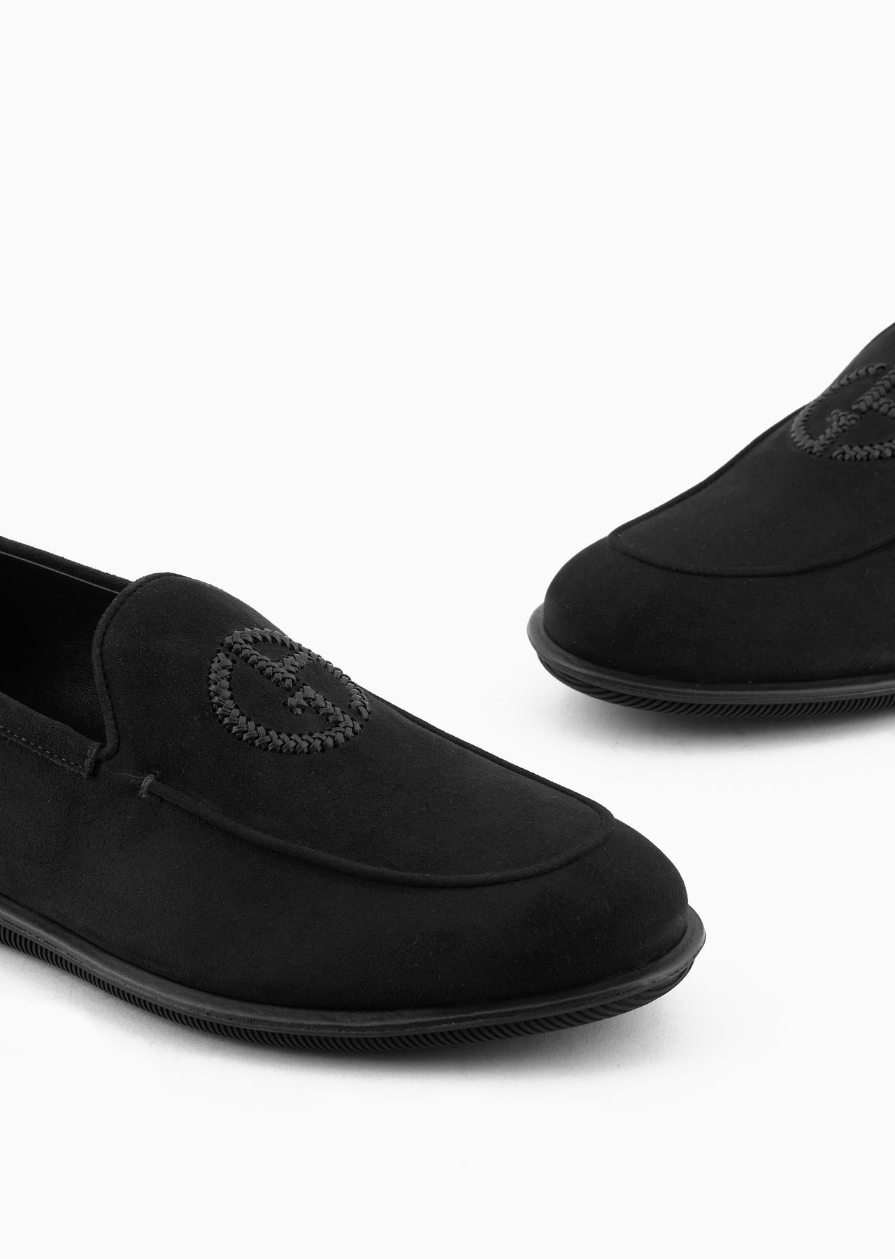 Suede loafers with embroidered logo - 5